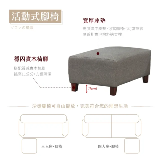 【IHouse】灰太郎 舒適減壓高回彈 貓抓皮沙發腳椅