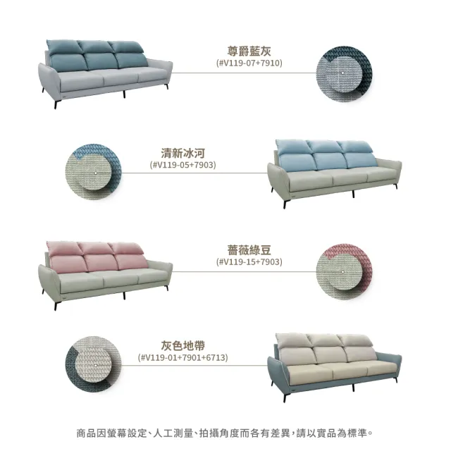 【IHouse】品克 爆Q頭枕+椅墊滑軌獨立筒沙發 奧地利涼感布+貓抓皮 1+3人坐(可拆洗)