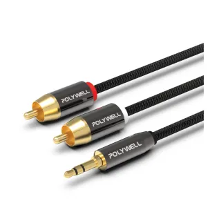 【POLYWELL】3.5mm AUX轉雙RCA 轉接線 公對公 BRAID版 /3M