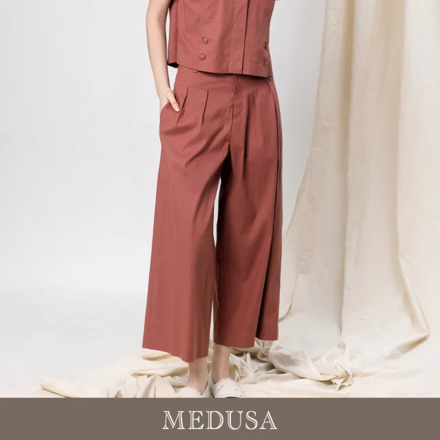 【MEDUSA 曼度莎】現貨-天絲棉褶邊直筒休閒寬褲（M-XL）｜女休閒褲 直筒褲(601-5080B)