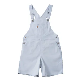 【Dickies】女款天空藍石磨洗帆布多口袋設計休閒吊帶短褲｜DK0A87TEK54
