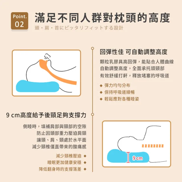 【BELLE VIE】智能塑型 100%天然碎乳膠枕(9cm/1入)