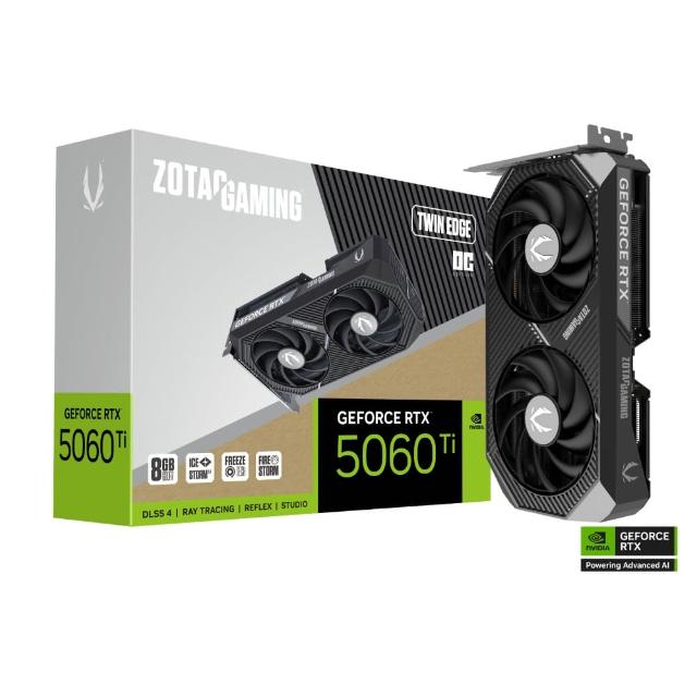 【ZOTAC 索泰】卡+電源+板 組合★GAMING GeForce RTX 5060 Ti 8GB Twin Edge OC 顯示卡(V+威剛750W+B760M)