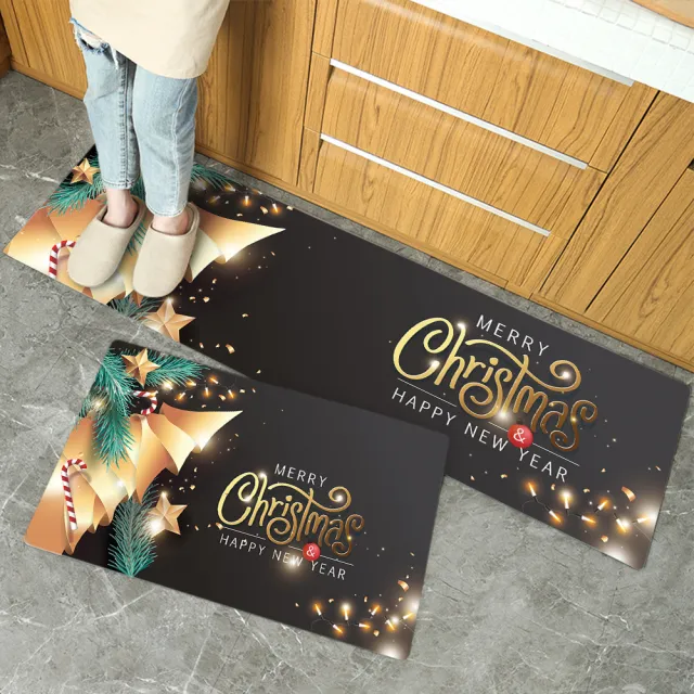 【半島良品】買一送一/18款/防油防滑皮革新年地墊_45x75+45x120cm(新年 廚房 門口 止滑 防水 聖誕節 回彈  