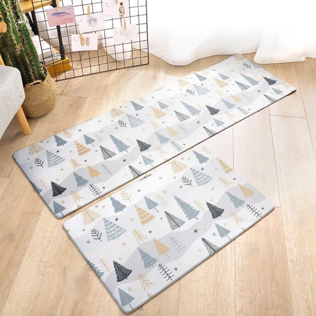 【半島良品】買一送一/18款/防油防滑皮革新年地墊_45x75+45x120cm(新年 廚房 門口 止滑 防水 聖誕節 回彈  