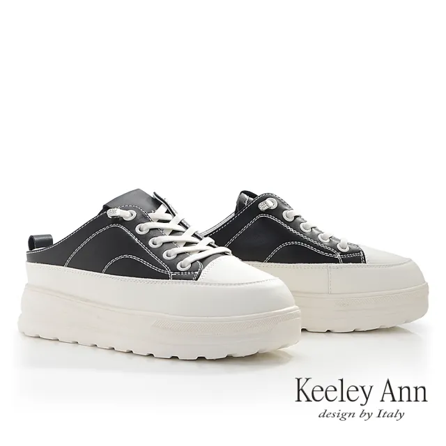 【Keeley Ann】免綁帶厚底穆勒休閒鞋(黑色524942110-Ann系列)