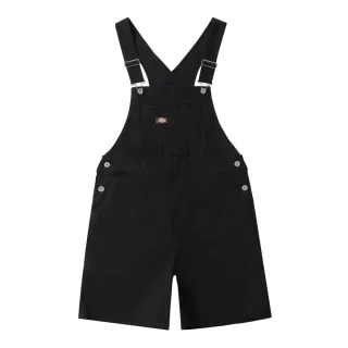 【Dickies】女款黑色石磨洗帆布多口袋設計休閒吊帶短褲｜DK0A87TEBLK