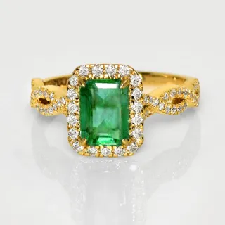 【似曾國際珠寶】現貨新款 IGI 黃色14K 1.40克拉 Emerald Cut 天然祖母綠戒指(天然祖母綠)