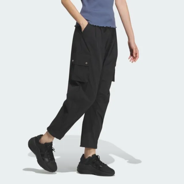 【adidas 愛迪達】Lux Ad Cargo Pt 女 長褲 運動長褲 休閒長褲 工裝 黑 亞版(JL5099)