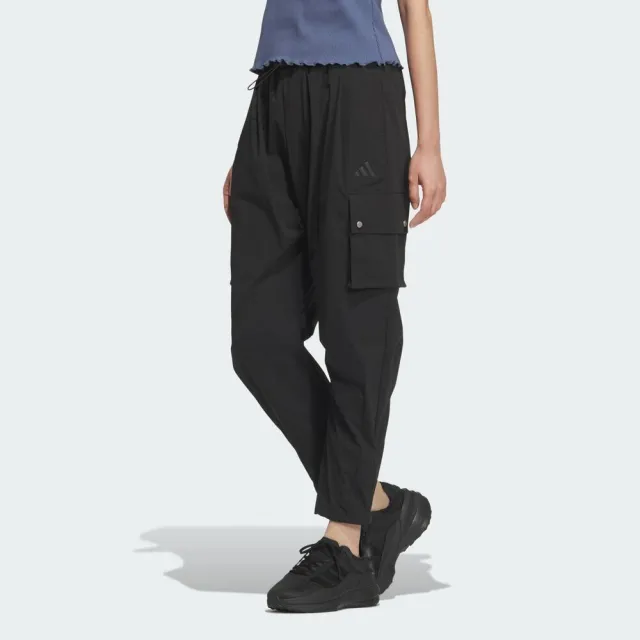 【adidas 愛迪達】Lux Ad Cargo Pt 女 長褲 運動長褲 休閒長褲 工裝 黑 亞版(JL5099)