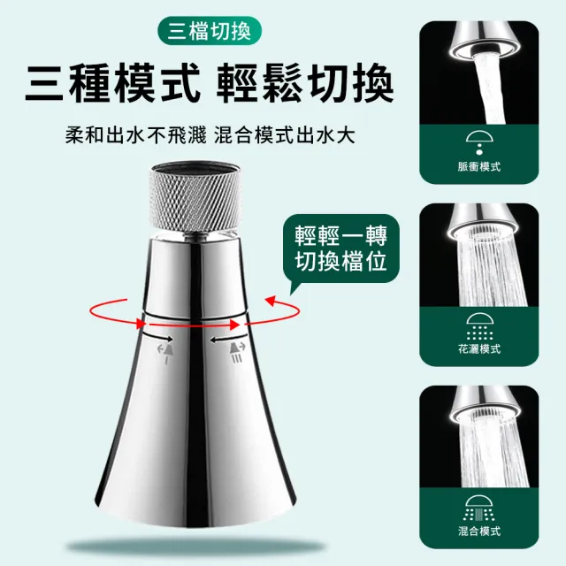 【YUNMI】三檔增壓水龍頭起泡器 360度萬向延伸節水器 增壓節水器 水龍頭不鏽鋼延長管