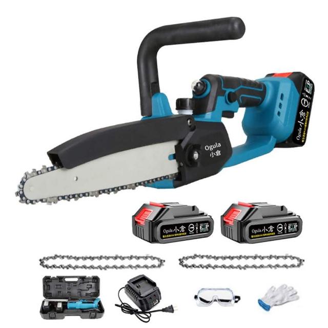 【Ogula 小倉】鏈鋸機 電動鋸子 10寸無刷免安裝(五節兩電)兩鏈+快充(油壺鏈鋸/一鍵調節鏈條)