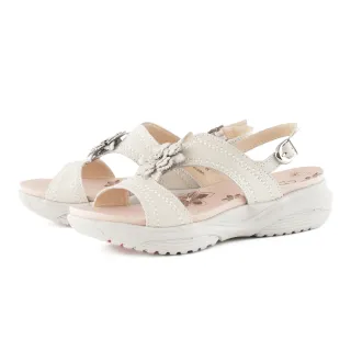 【CHOiCE】水鑽雕花真皮工字厚底休閒涼鞋(米色)