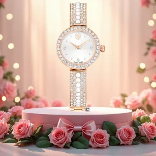 【SWAROVSKI 施華洛世奇】Matrix 珍珠手鐲腕錶-26mm 端午 送禮 自用(5705406)