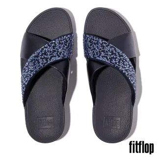 【FitFlop】LULU 水鑽混合交叉涼鞋-女(午夜藍)