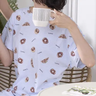 【Wacoal 華歌爾】睡衣-Pretty Amy系列 M-LL純棉花紗印花褲裝 LWY98051V7(藍莓紫)