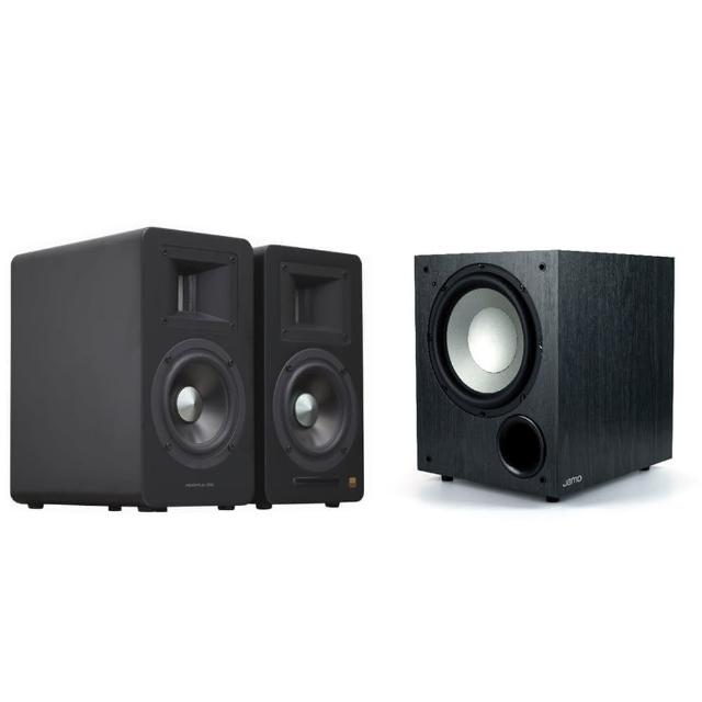 【AIRPULSE】A100 PLUS啞光黑+Jamo C910(雙聲道主動式音箱+10吋重低音喇叭)