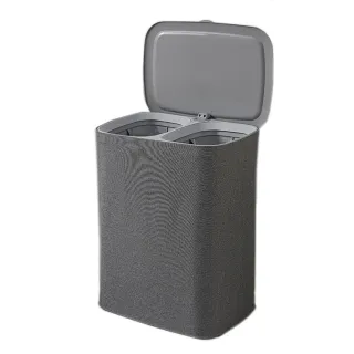 【isona】90L分類髒衣籃 落地/滑輪(洗衣籃 雙層隔間 玩具籃 收納籃 掀蓋髒衣籃)