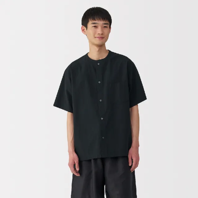 【MUJI 無印良品】男涼感無領短袖襯衫(共5色)