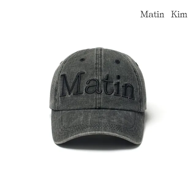 【MATIN KIM】官方旗艦 水洗感大LOGO棒球帽(黑色)