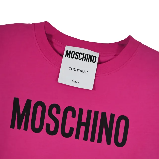 【MOSCHINO】簡約品牌英文LOGO字樣夏日風格棉質短T恤(桃)