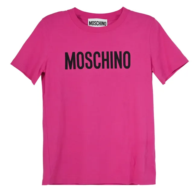 【MOSCHINO】簡約品牌英文LOGO字樣夏日風格棉質短T恤(桃)
