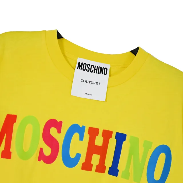 【MOSCHINO】簡約品牌英文LOGO字樣夏日風格棉質短T恤(黃)