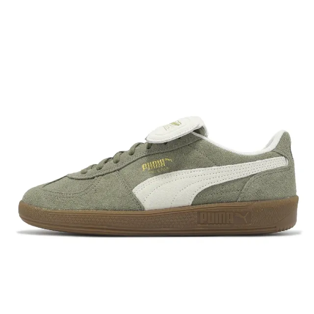 【PUMA】休閒鞋 Palermo Premium Suede 男鞋 女鞋 綠 米白 翻鞋舌 麂皮 德訓鞋(402350-02)