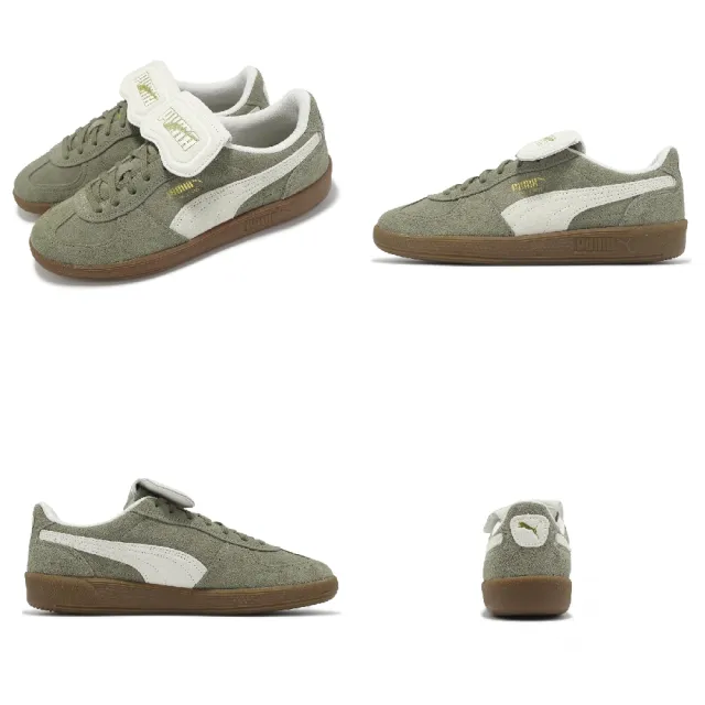 【PUMA】休閒鞋 Palermo Premium Suede 男鞋 女鞋 綠 米白 翻鞋舌 麂皮 德訓鞋(402350-02)