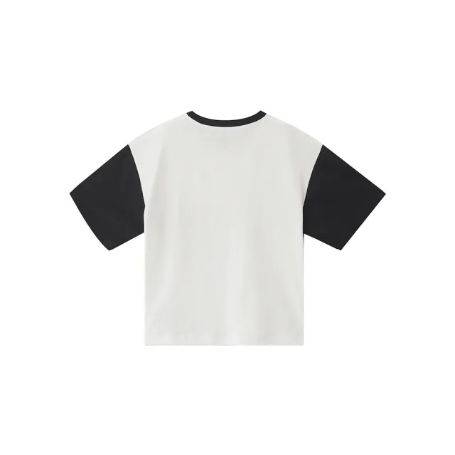 【GIORDANO 佐丹奴】童裝拼接印花短袖上衣 think differently(02 皎白)