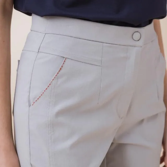 【YUTZUYA 優姿雅】跳色壓線直筒褲(高彈涼感/直筒褲/壓線/加高剪裁)