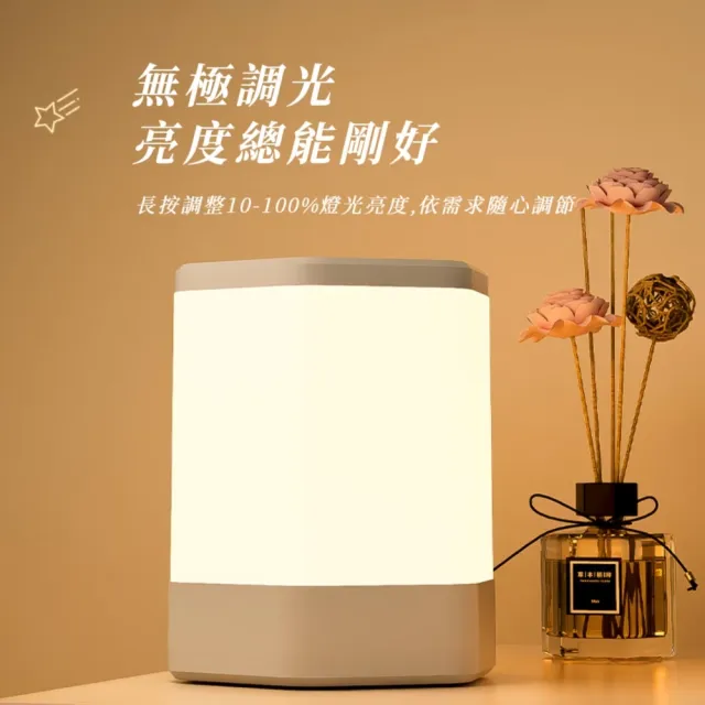 360度環繞柔和遙控+觸控小夜燈(充電式 無極調節 三色光 檯燈 床頭燈 嬰兒餵奶護眼燈 臥室睡眠)