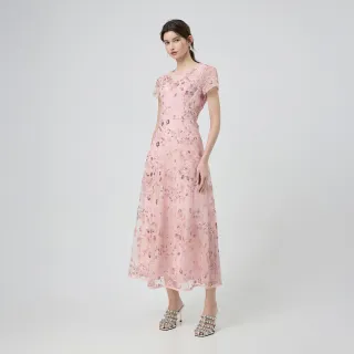 【ILEY 伊蕾】貴氣閃耀蕾絲長洋裝(粉；M-2L；1251017105)