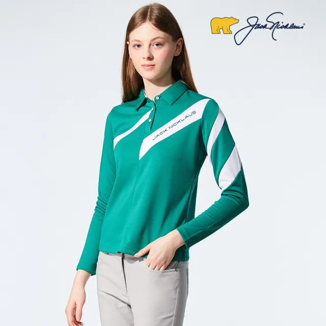 【Jack Nicklaus 金熊】GOLF女款條紋吸濕排汗POLO衫/高爾夫球衫(綠色)