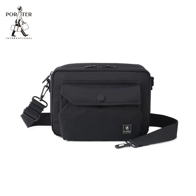 【PORTER INTERNATIONAL】精粹休閒LAPSE雙層斜背包(黑)