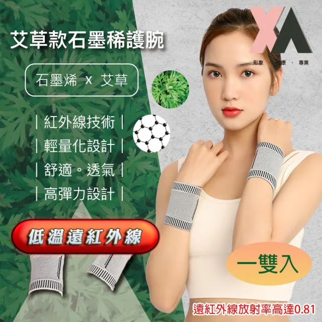 【XA】艾草款石墨烯護腕SMXHW一雙入(貼合手腕/升溫發熱/循環熱能/運動/羽毛球/手腕護具/特降)