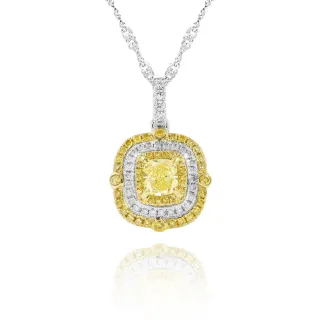【AURORA 歐羅拉】50分天然黃彩鑽石 18K 鑽墜 繽紛(Fancy Light Yellow)