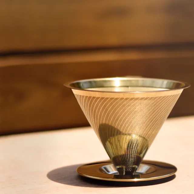 【Driver】鈦黃金流速濾杯 2-4cup(極細目濾網 咖啡濾杯 不鏽鋼濾杯 咖啡器具 手沖咖啡)