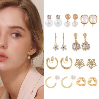 【MARIGOLD 美爾朵】女生耳環｜珍珠鑲鑽夾式耳環(玫瑰金/金/墜飾/淡水珍珠/歐美)