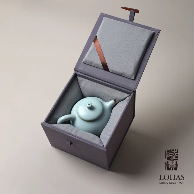 【LohasPottery 陸寶】汝窯三足壺-汝窯天青色(汝窯藏器 泡茶壺 茶具 精緻禮盒 禮品/禮物/收藏)