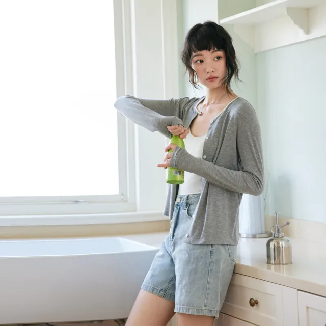 【BODYAIR】撞色圓領天絲羊毛開衫外套(上衣.T恤.襯衫.小外套.CASUAL)