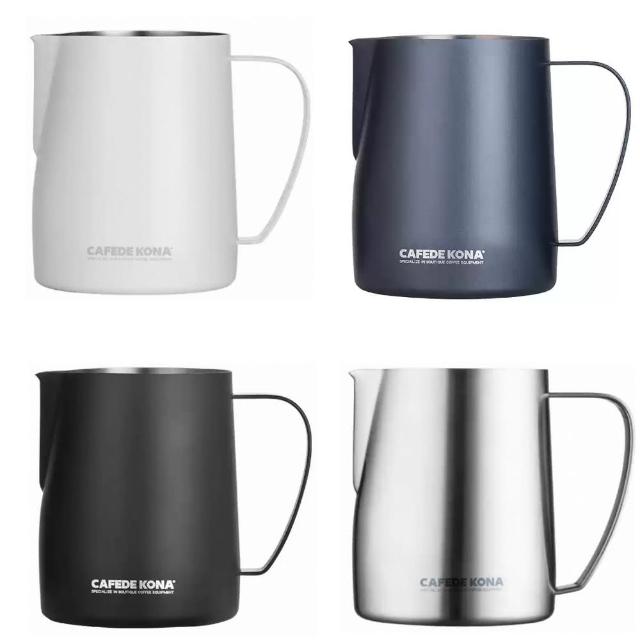 【CAFEDE KONA】多彩不鏽鋼拉花杯600ml(金屬拉絲設計更具質感)
