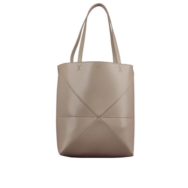 【LOEWE 羅威】Puzzle 亮面小牛皮摺疊托特包(沙色)