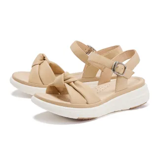 【DIANA】扭結蝴蝶結真皮厚底涼鞋(棕色)