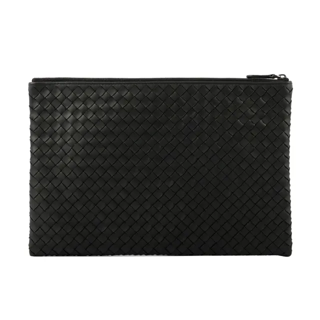 【BOTTEGA VENETA 寶緹嘉】編織羊皮大款手拿包/收納包(黑色)
