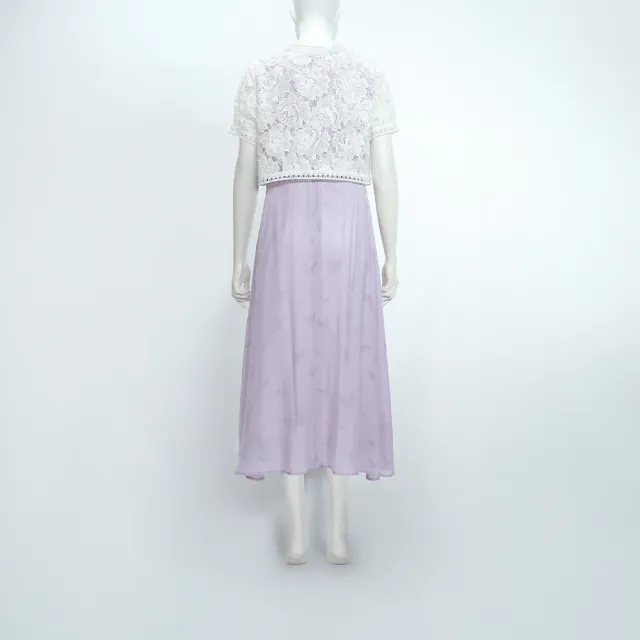 【ILEY 伊蕾】蕾絲蝴蝶印花縲縈假兩件洋裝(淺紫；M-XL；1252027107)