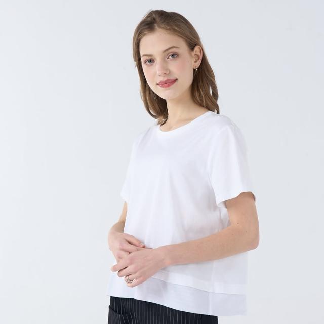 【Qiruo 奇若名品】春夏專櫃白色上衣7076A 短袖圓領造型