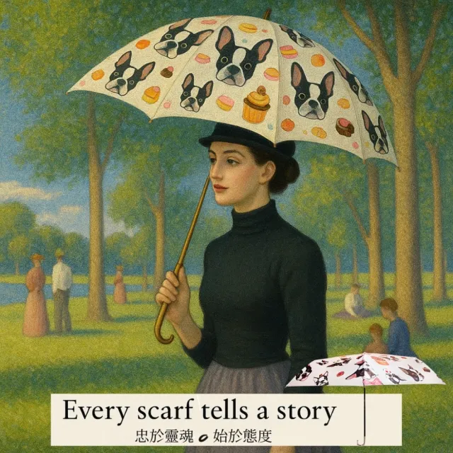 【iTa.a】交換禮物 日式復古金勾勾輕量晴雨摺疊傘(法鬥和牠的節慶馬卡龍限定版-糜糜駝)