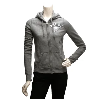 【Abercrombie & Fitch】亮片字母A&F內刷毛拉鍊帽T外套(女-灰608769387)