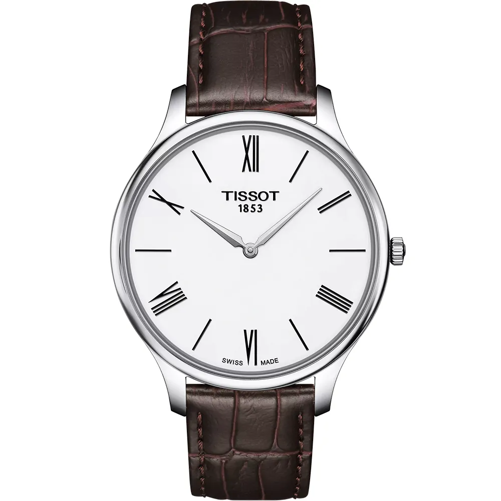 【TISSOT 天梭 官方授權】Tradition T063.409.16.018.00 羅馬薄型石英手錶-39mm 禮物 送禮(T0634091601800)